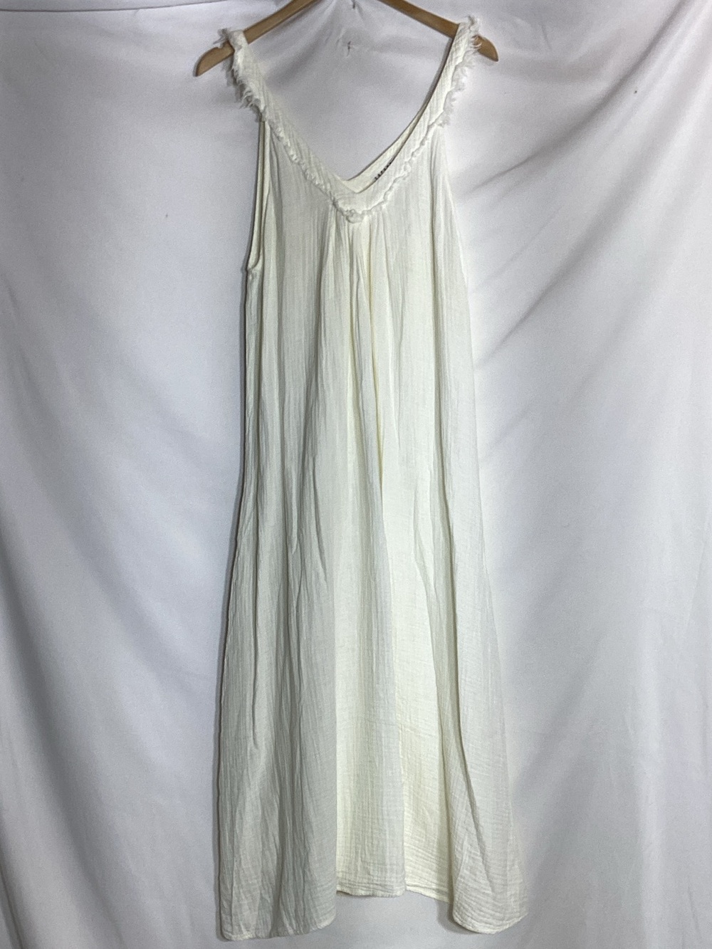 LUCAUSA Ivory 100% Cotton Gauze Sleeveless Maxi Dress Size Medium